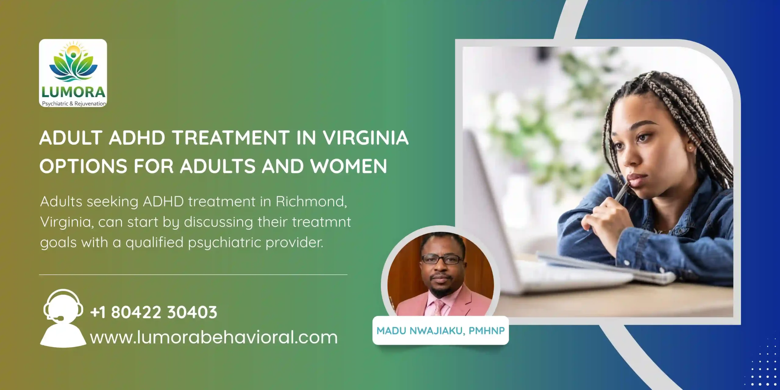 Adult ADHD treatment and psychiatric support in Richmond Virginia